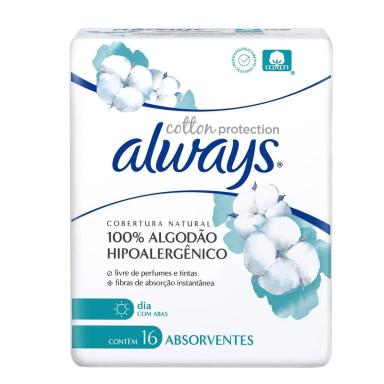 Absorvente Always Hipoalergênico Cotton Protection com Abas com 16 Unidades