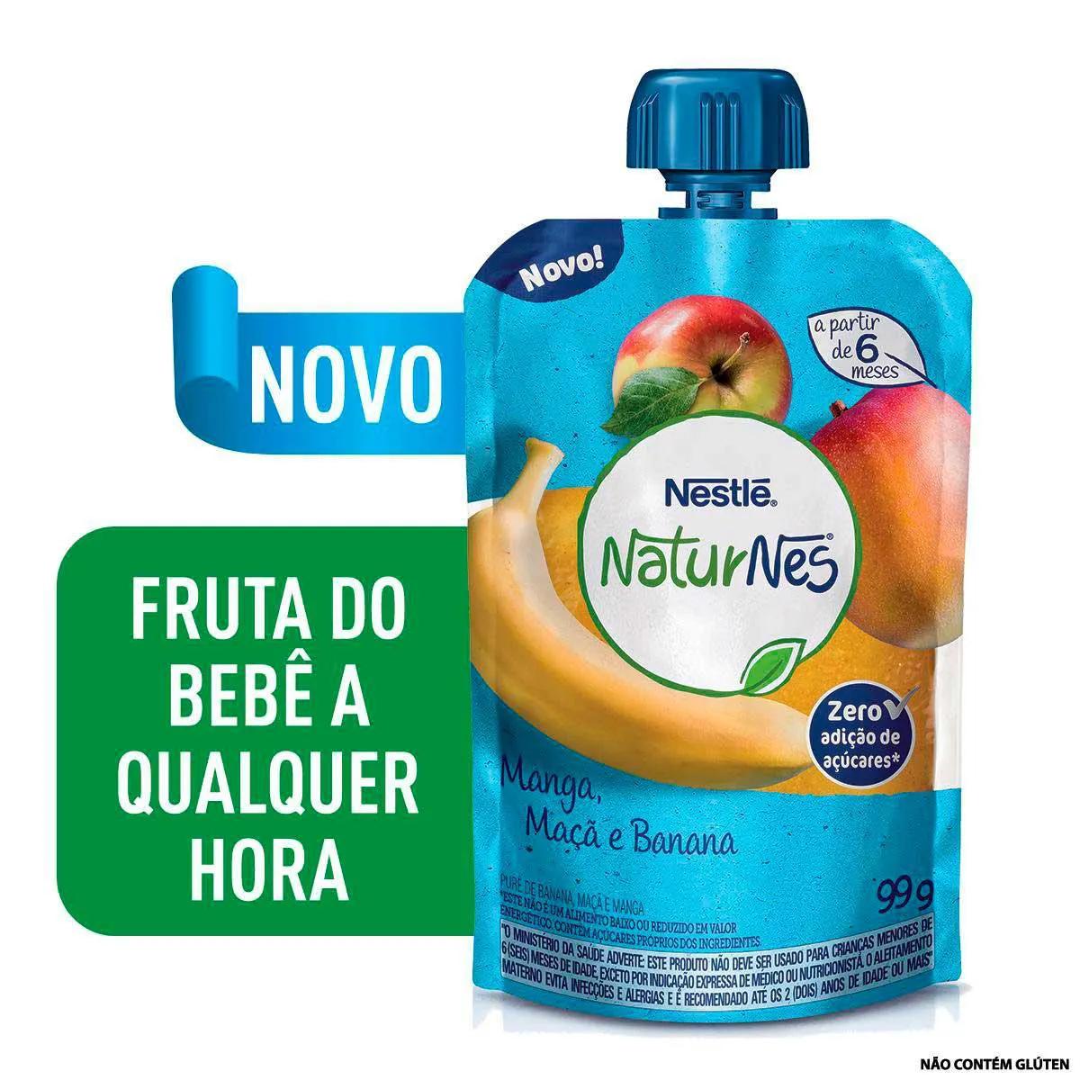 Purê Orgânico Nestlé Naturnes Manga, Maçã e  Banana com 99g