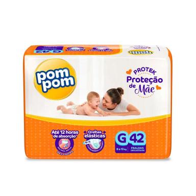Fralda Pom Pom Protek Proteção de Mãe G - 42 Unidades