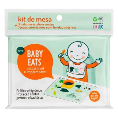 Kit de Mesa Likluc com 3 Babadores + 3 Jogos Americanos