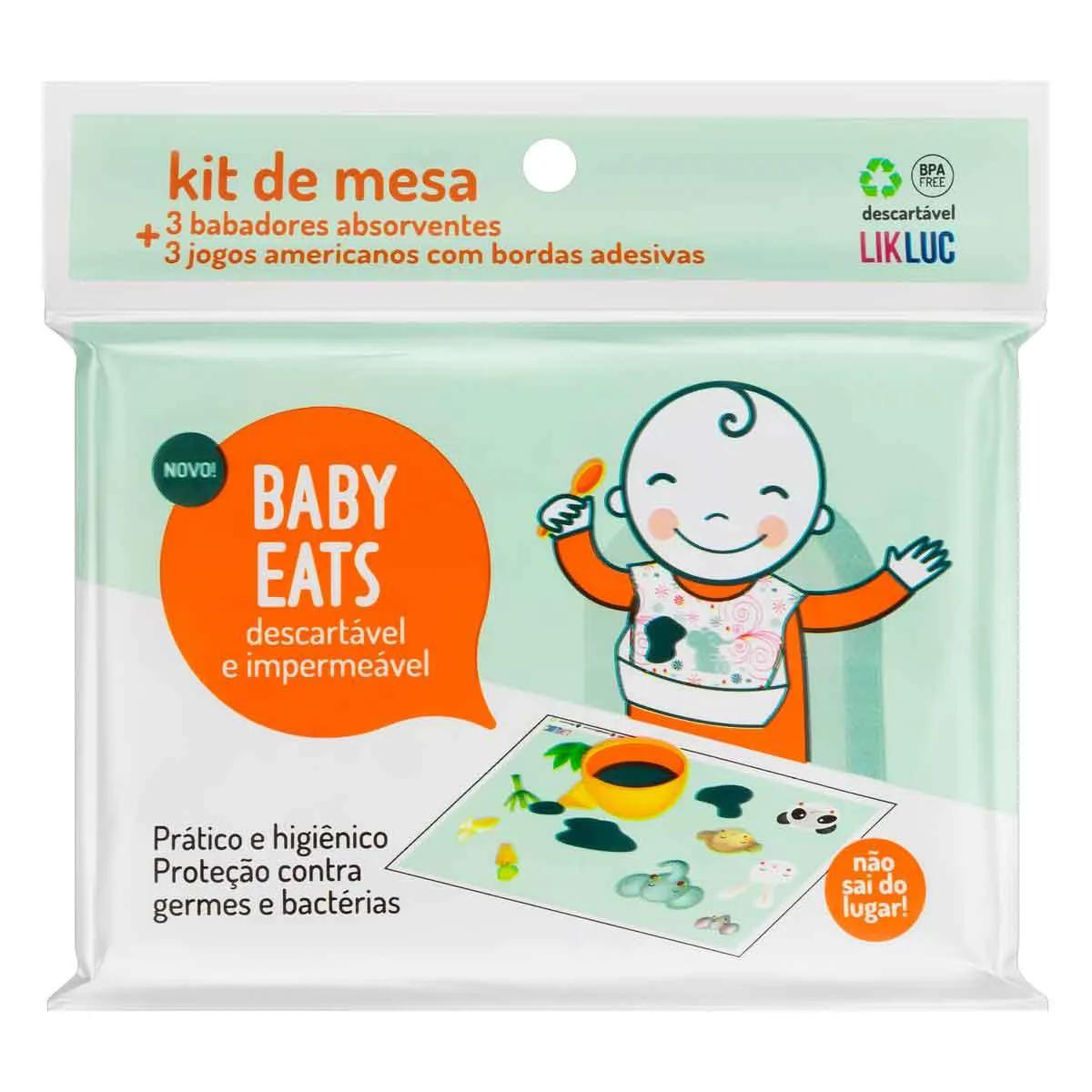 Kit de Mesa Likluc com 3 Babadores + 3 Jogos Americanos