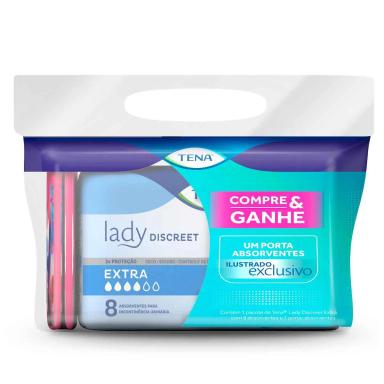 Absorvente para Incontinência Urinária Tena Lady Discreet Extra com 8 Unidade + Brinde