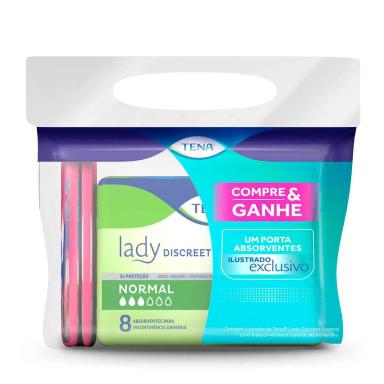 Absorvente para Incontinência Urinária Tena Lady Discreet Normal com 8 Unidades + Brinde