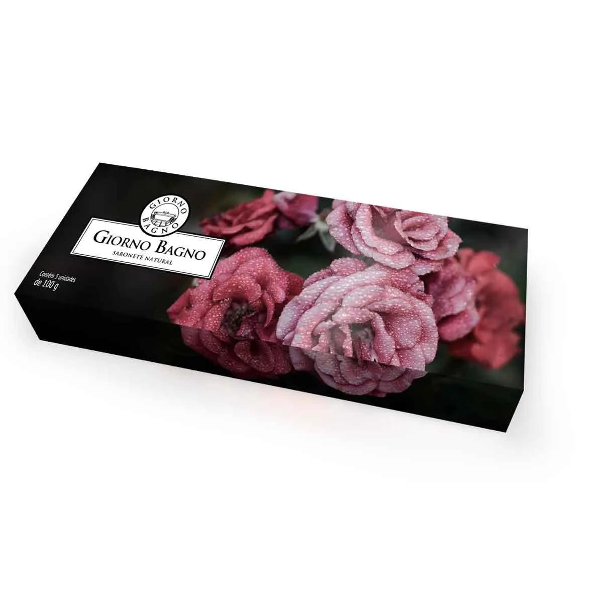 Sabonete Giorno Bagno Rosas da Bulgária em Barra 100% Vegetal com 3 unidades