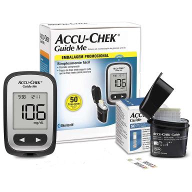 Kit para Controle de Glicemia Accu Chek Guide Me com 1 Monitor + 50 Tiras
