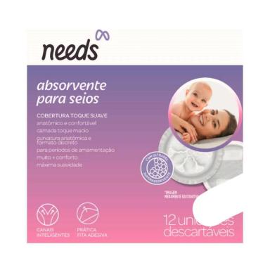 Absorvente para Seios Needs Toque Suave com 12 unidades