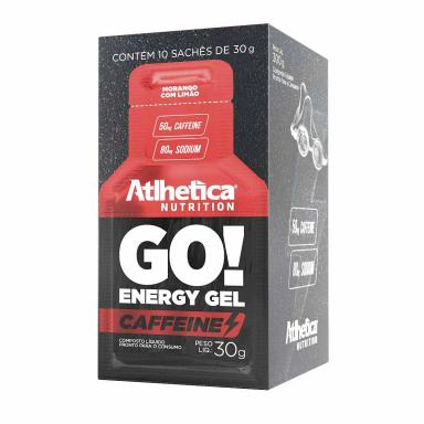 Suplemento Energético Go Energy Gel Caffeine Atlhetica Nutrition Morango com Limão com 10 sachês de 30g cada