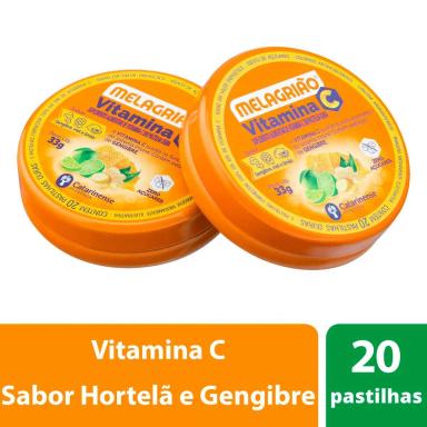 Pastilha Melagrião Vitamina C Mel, Limão e Gengibre 20 unidades