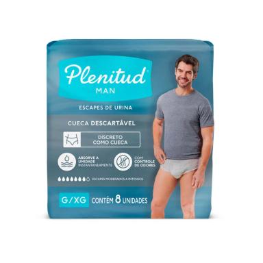 Roupa Íntima Descartável Masculina Plenitud Man G/XG 8 unidades
