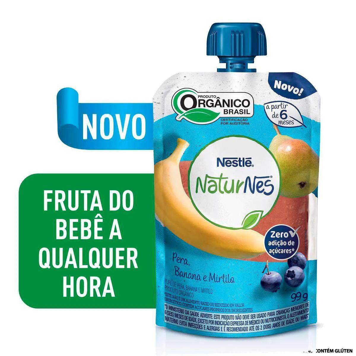 Purê Orgânico Nestlé Naturnes Pera, Banana e Blueberry com 99g