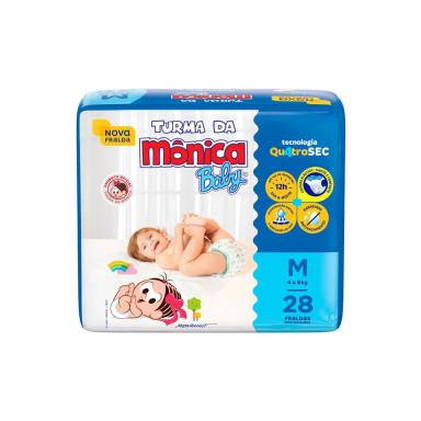 Fralda Turma da Mônica Baby M - 28 Unidades