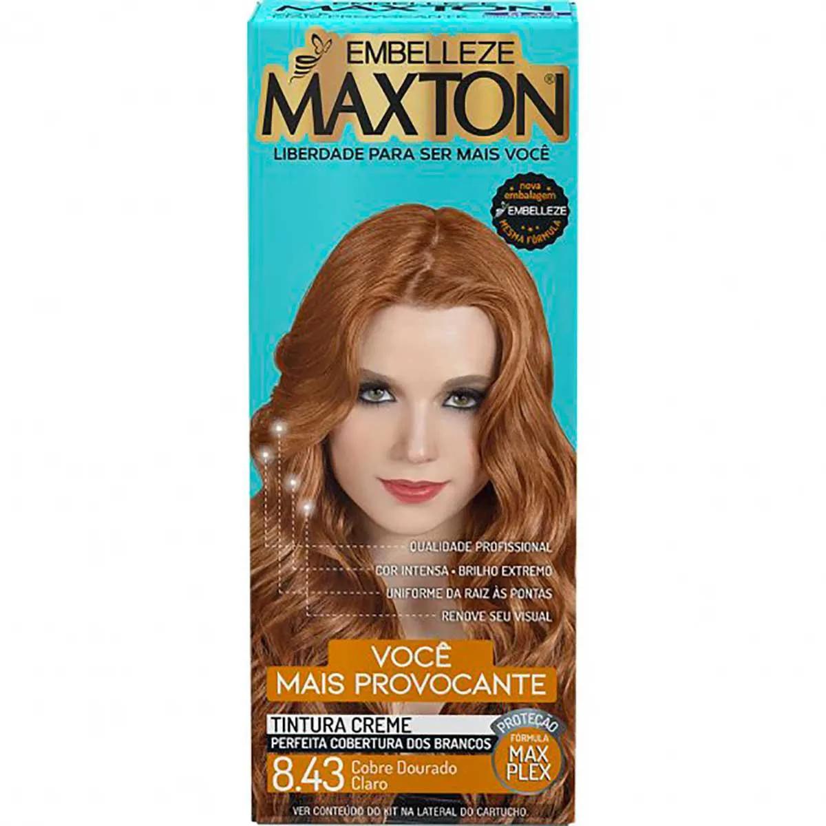 Tintura Creme Maxton 8.43 Cobre Dourado Claro com 1 Unidade