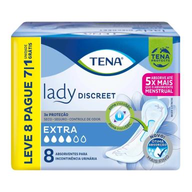 Absorvente para Incontinência Urinária Tena Lady Discreet Extra com 8 Unidades
