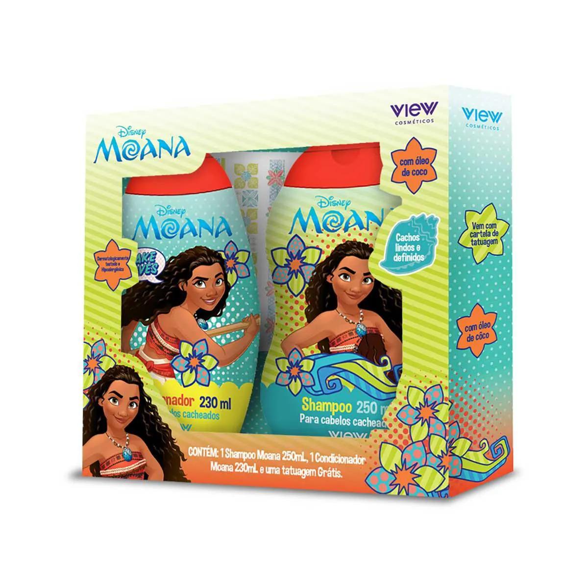 Kit View Moana Shampoo com 250ml + Condicionador com 230ml + Cartela de Tatuagem