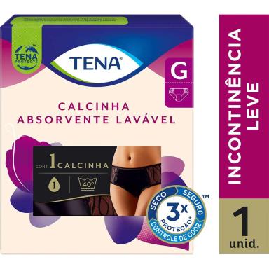 Roupa Íntima Feminina Tena Lavável Preta G 1 unidade