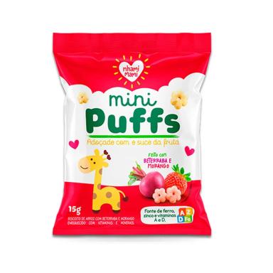 Biscoito de Arroz Mini Puffs Beterraba e Morango com 15g