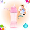 Copo Lolly Clean com Canudo Rosa de 300ml com 1 unidade