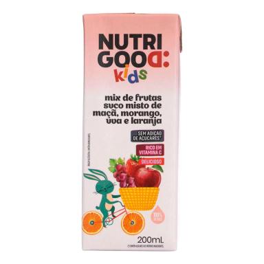 Suco Infantil Nutrigood Kids sabor Maçã, Morango, Laranja e Uva com 200ml