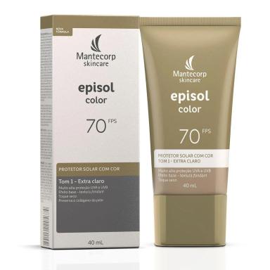 Protetor Solar Facial Episol Color FPS70 Tom 1 Extra Claro com 40ml