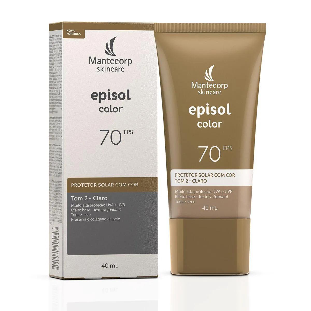 Protetor Solar Facial Episol Color FPS 70 Tom 2 Claro 40ml