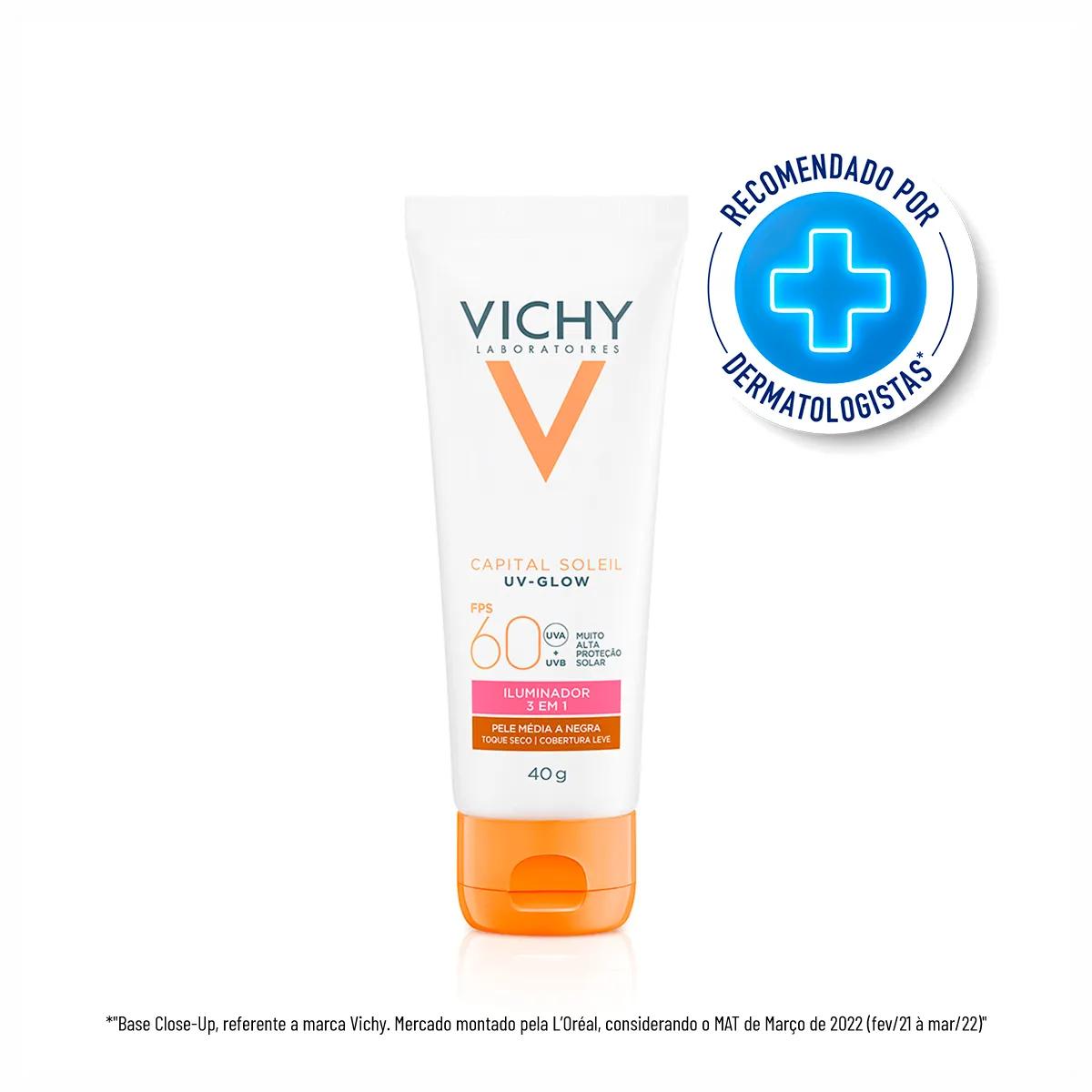 Protetor Solar Facial Capital Soleil UV-Glow FPS60 Pele Média a Negra com 40g