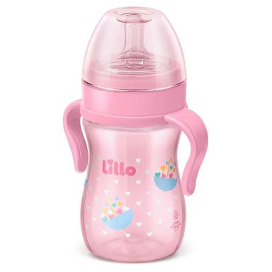 Mamadeira Lillo Super Evolution com Alça Rosa de 240ml