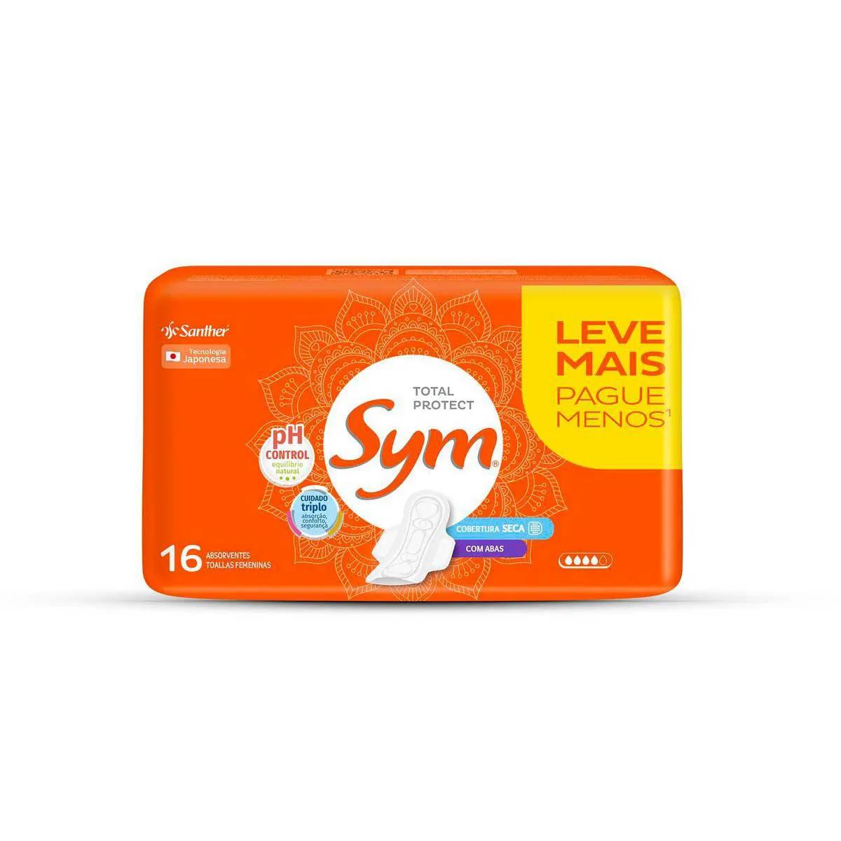 Absorvente Sym Total Protect Seca com Abas com 16 Unidades