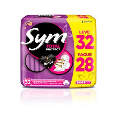 Absorvente Sym Total Protect Suave com Abas com 32 Unidades