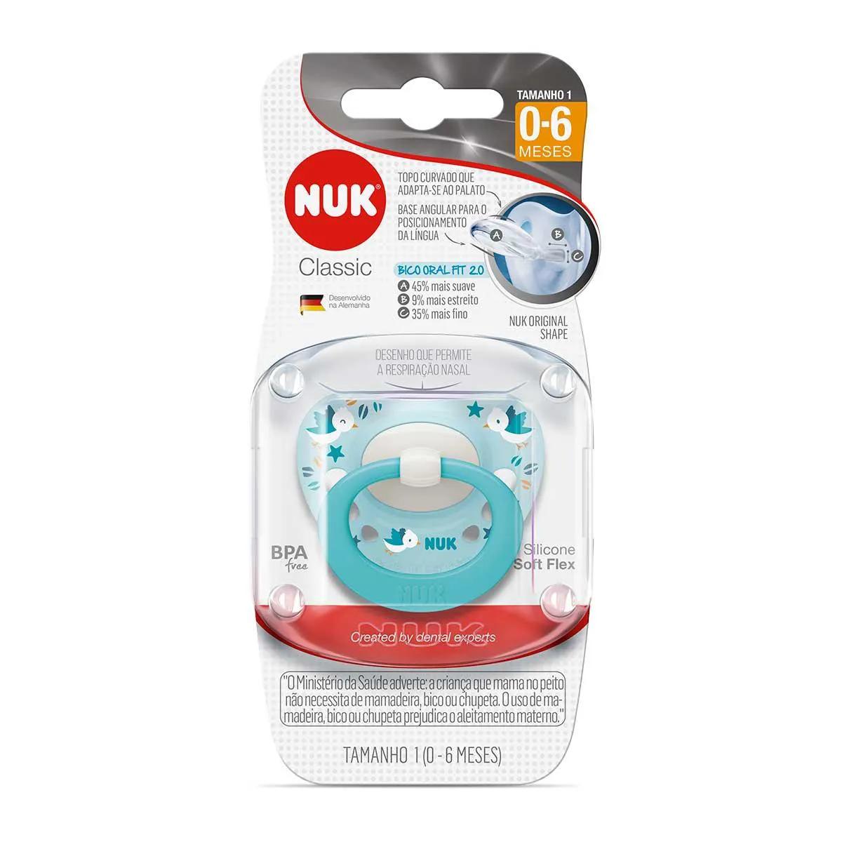 Chupeta NUK Signature Tamanho 1 para 0 a 6 meses Azul com 1 unidade