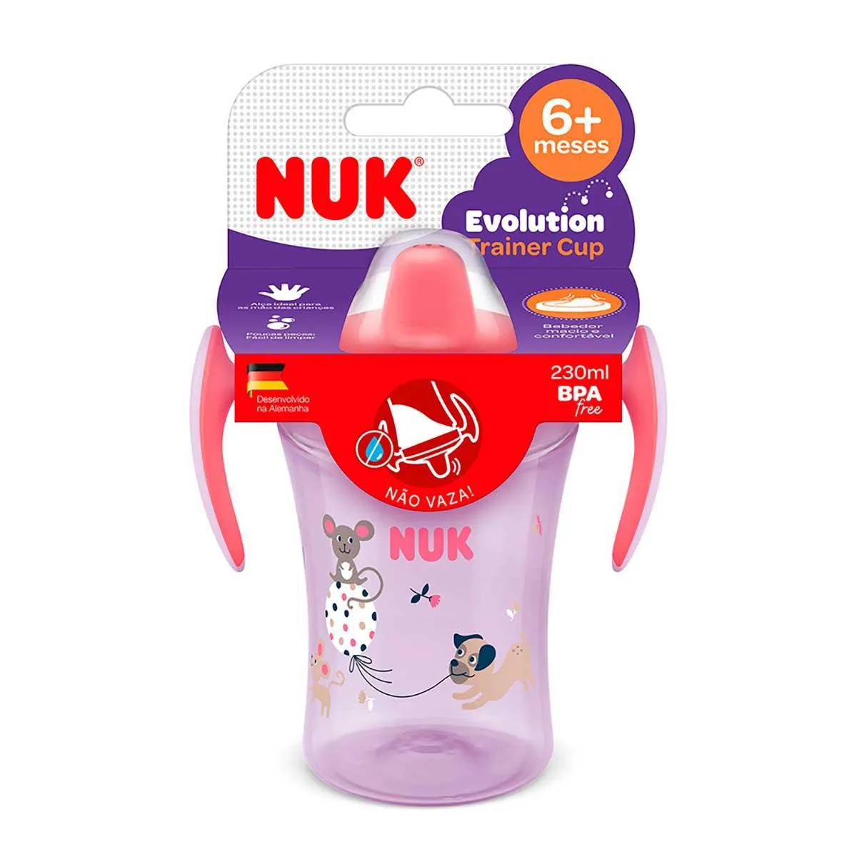 Copo Trainer NUK Evolution Bico TPE Rosa de 230ml com 1 unidade