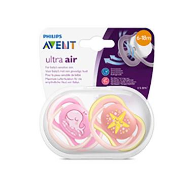 Chupeta Avent Ultra Air 6-18 Meses Baleia/Estrela 2 Unidades