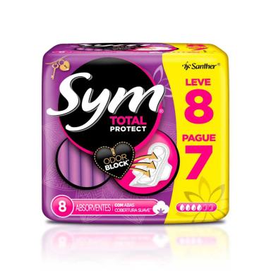Absorvente Sym Total Protect Suave com Abas com 8 Unidades