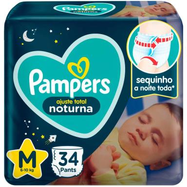 Fralda Pampers Pants Ajuste Total Noturna M - 34 Unidades