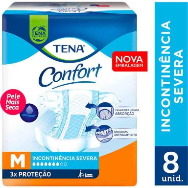 Fralda Adulto Tena Confort M Incontinência Urinária 8 unidades