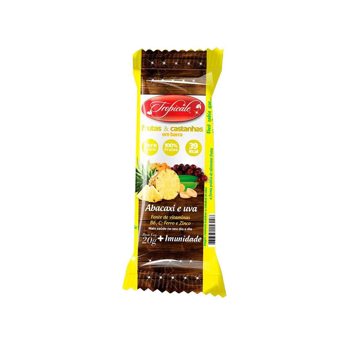 Barra de Frutas Biofun Tropicale Sabor Abacaxi e Uva com 20g
