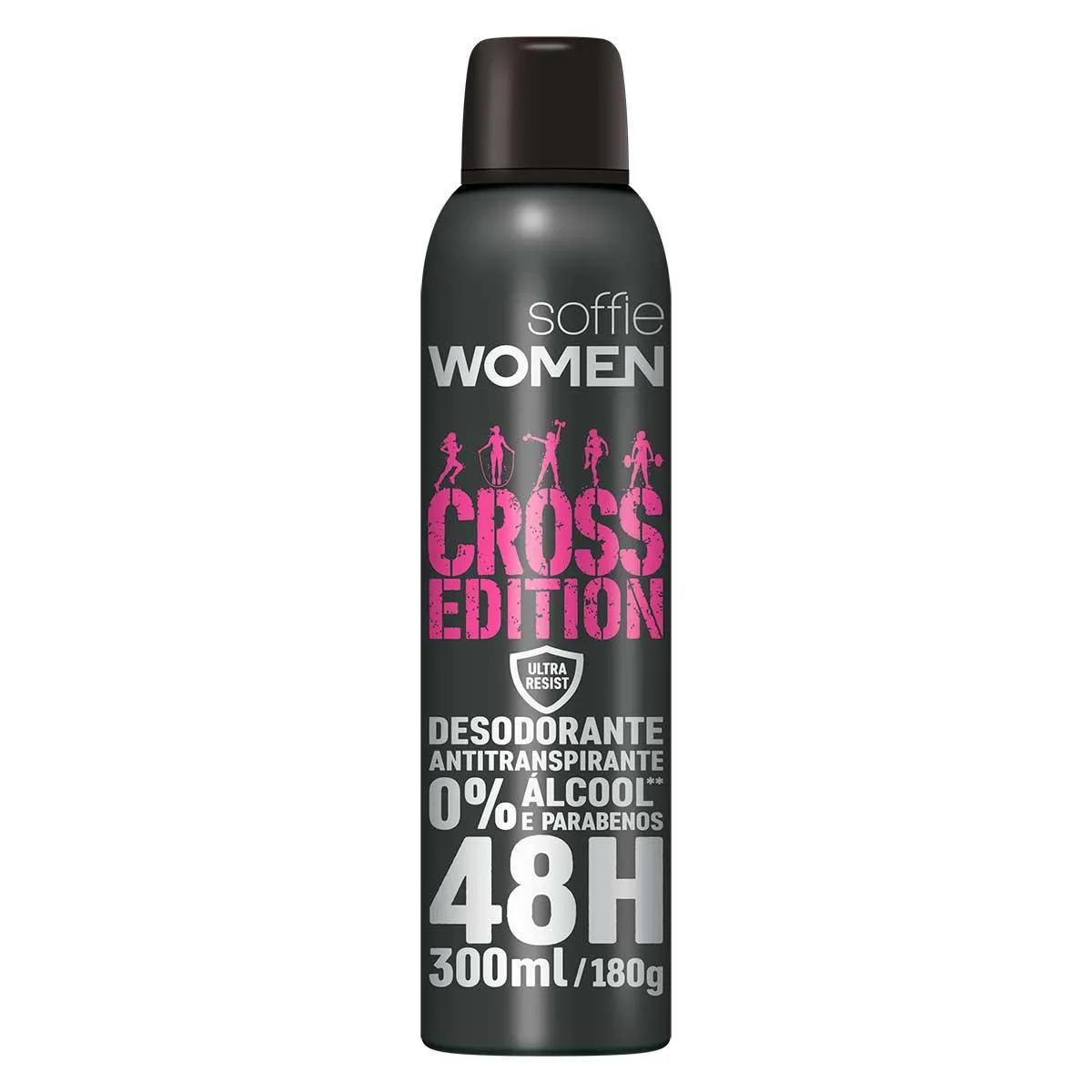 Desodorante Soffie Women Cross Edition Aerossol Antitranspirante 48h com 300ml