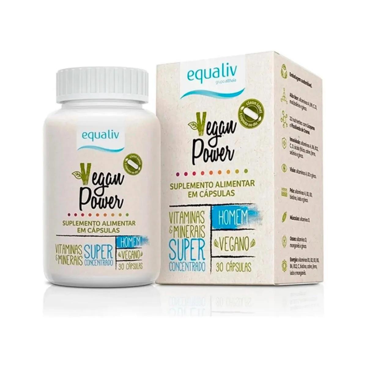 Suplemento Alimentar Equaliv Vegan Power Homem com 30 Cápsulas