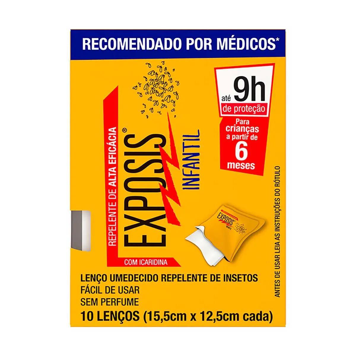 Lenço Umedecido com Repelente de Inseto Exposis com 10 Unidades