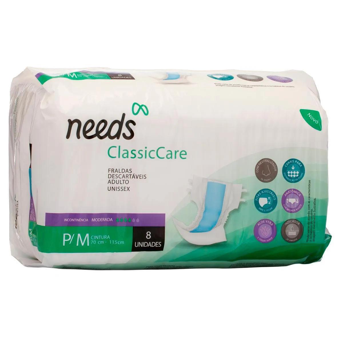 Fralda Adulto Needs ClassicCare P/M 8 unidades