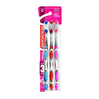 Kit Escova Dental Dentalclean Metallic Plus com 3 unidades