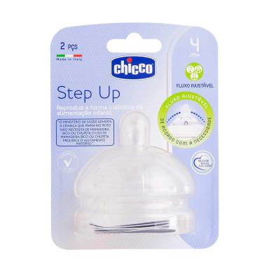Bico para Mamadeira Chicco Step Up Fluxo Ajustável 4 meses+ com 2 unidades
