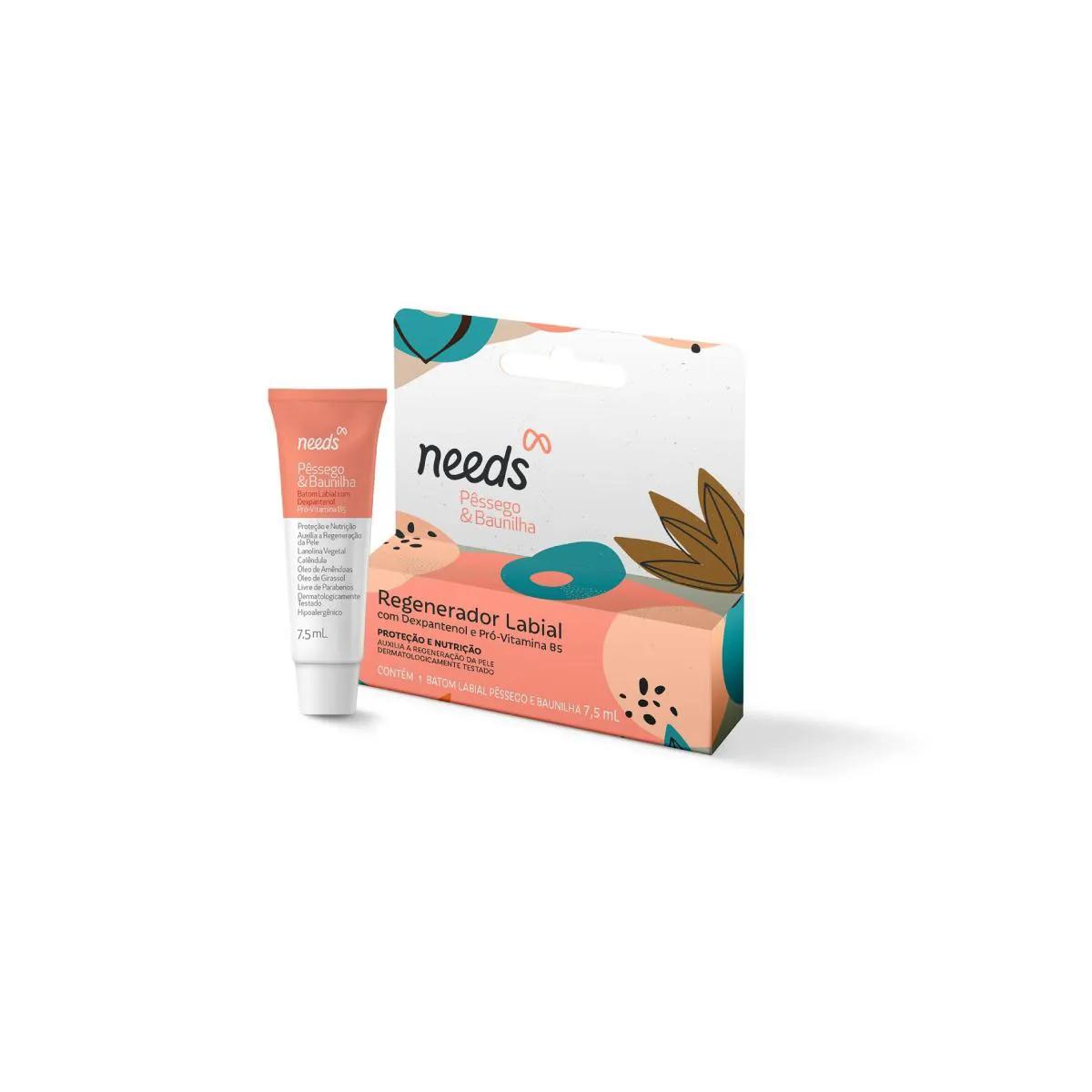 Regenerador Labial Needs Pêssego e Baunilha com 7,5ml