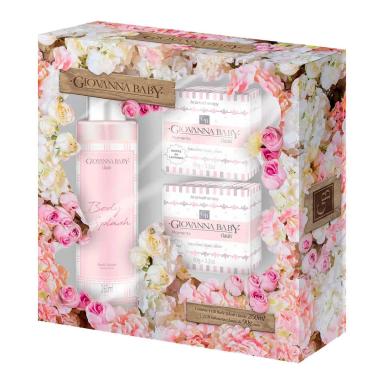 Kit Giovanna Baby Flores Body Splash com 1 Body Splash 250ml + 2 Sabonetes em Barra com 90g cada