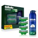 Kit Gillette Carga para Barbeador Mach3 Sensitive Acqua Grip 4 unidades + Espuma de Barbear Sensitive 56g