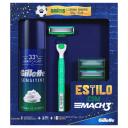 Kit Gillette Barbeador Mach3 Sensitive Acqua Grip 1 aparelho + 3 cargas + Espuma de Barbear Sensitive 56g