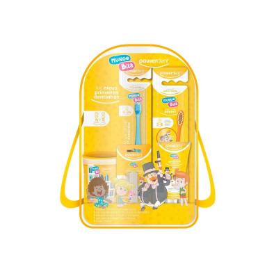Kit Meus Primeiros Dentinhos Powerdent Mundo Bita 2 Escovas de Dentes + 1 Escova Massageadora + 1 Gel Dental + 1 Copo
