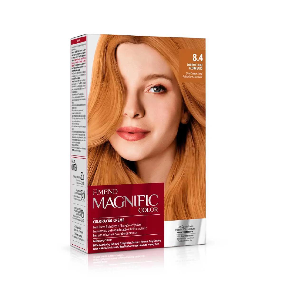 Tintura Creme Amend Magnific Color 8.4 Louro Claro Acobreado com 1 Unidade