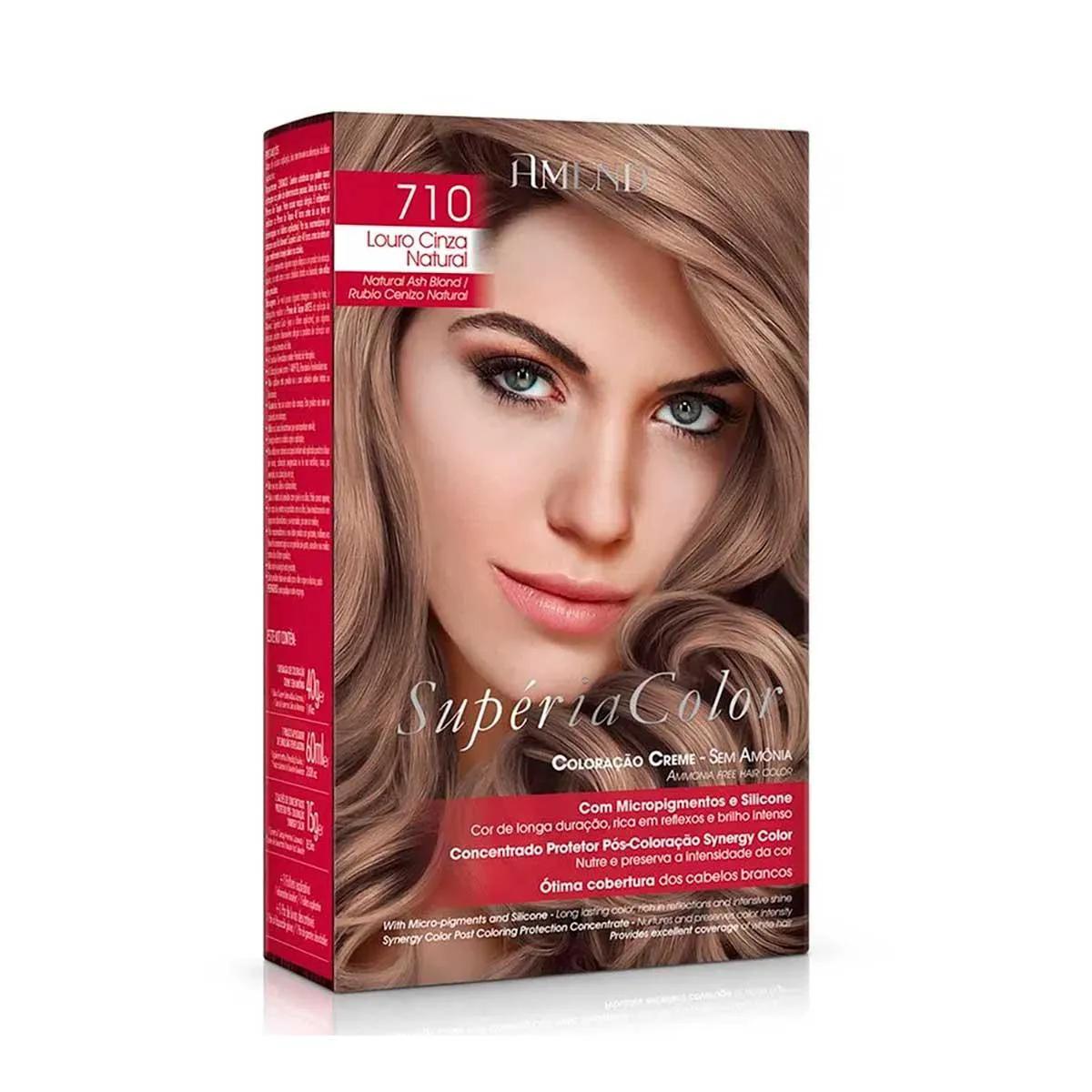 Tonalizante Creme Amend Supéria Color Sem Amônia 710 Louro Cinza Natural com 1 Unidade