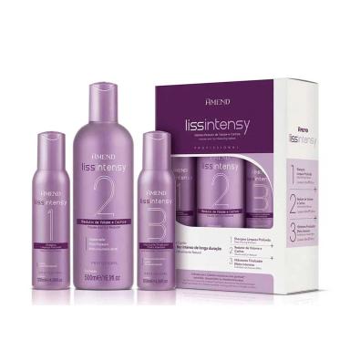 Kit Sistema Redutor de Volume e Cachos Liss Intensy Amend Shampoo 120ml + Redutor 500ml + Hidratante 120ml