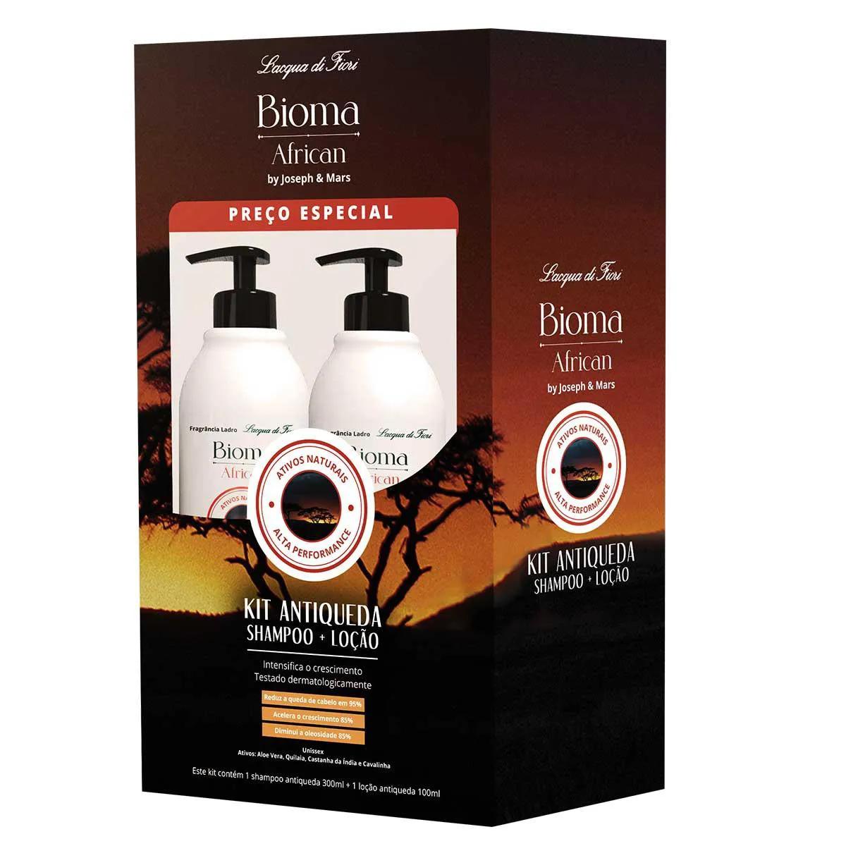 Kit Bioma African Shampoo 300ml + Loção Antiqueda 200ml